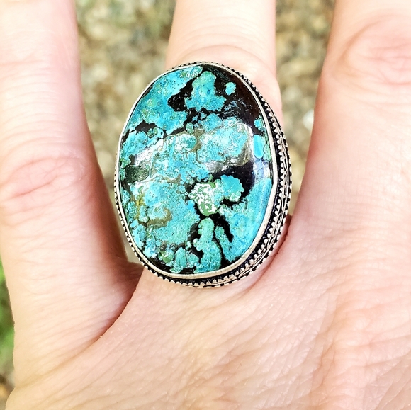 New Chrysocolla 925 Silver Ring. - Picture 12 of 16